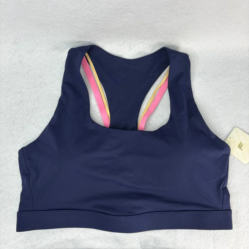 NWT Fabletics Womens XXL/1X Kessler Medium Impact Sports Bra‎ Deep Navy Multi